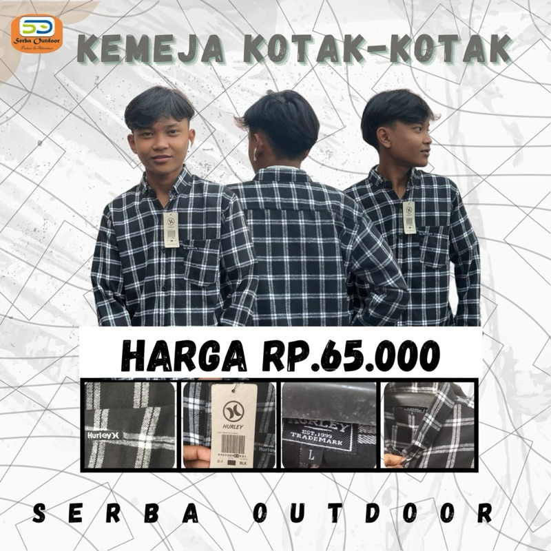 Kemeja Kotak-kotak / Kemeja Flanel Hurley Lengan Panjang