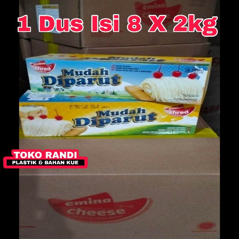 

Emina Cheese Block Shred 8 x 2kg / 1 dus / Keju Mudah Diparut