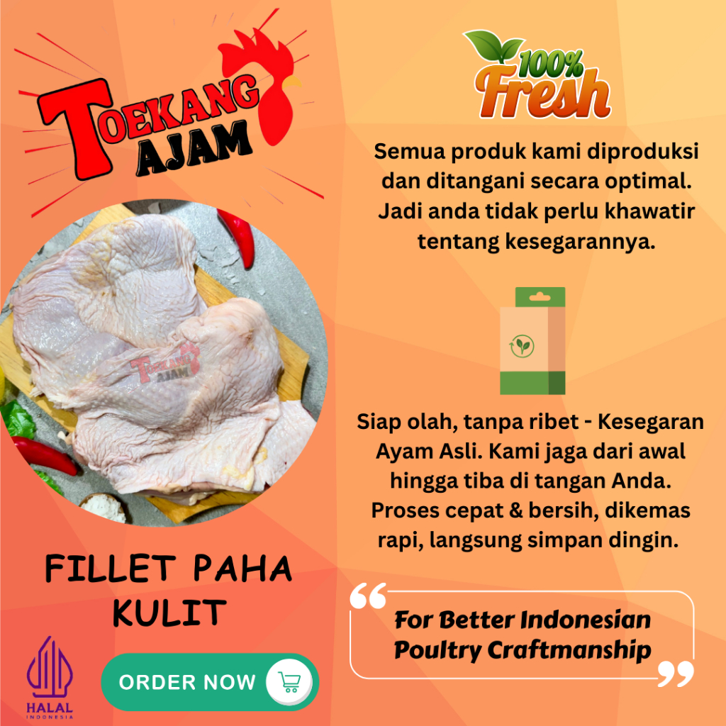 

Paha ayam tanpa tulang / BLPK / Boneless Leg / Fillet paha kulit