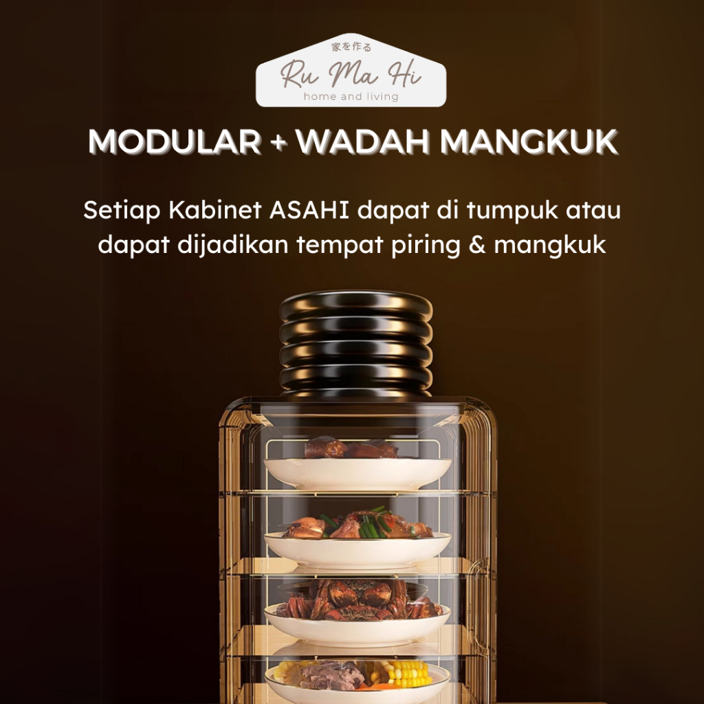 RUMAHI -ASAHI Lemari Penyimpan Lauk Tingkat Penyimpanan Makanan Food Cover Susun Tudung Saji Lauk