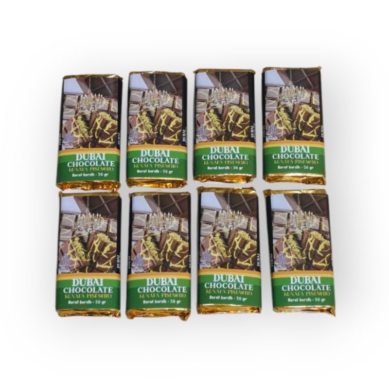 

Coklat Dubai Pistachio Kunafa 50 g {9x4 cm)