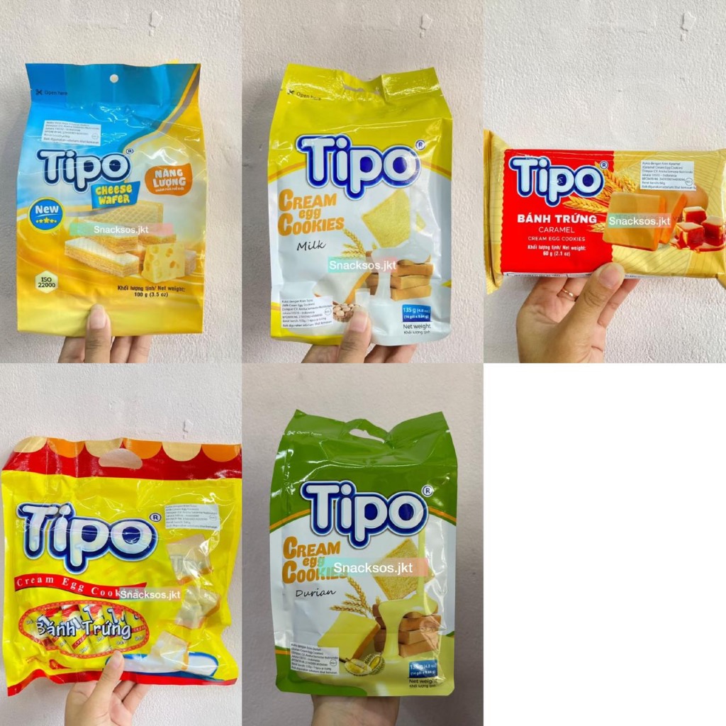 

TIPO CHEESE WAFER / TIPO CREAM EGG COOKIES MILK / TIPO EGG CREAM COOKIES DURIAN / TIPO CARAMEL CREAM EGG COOKIES- VIETNAM