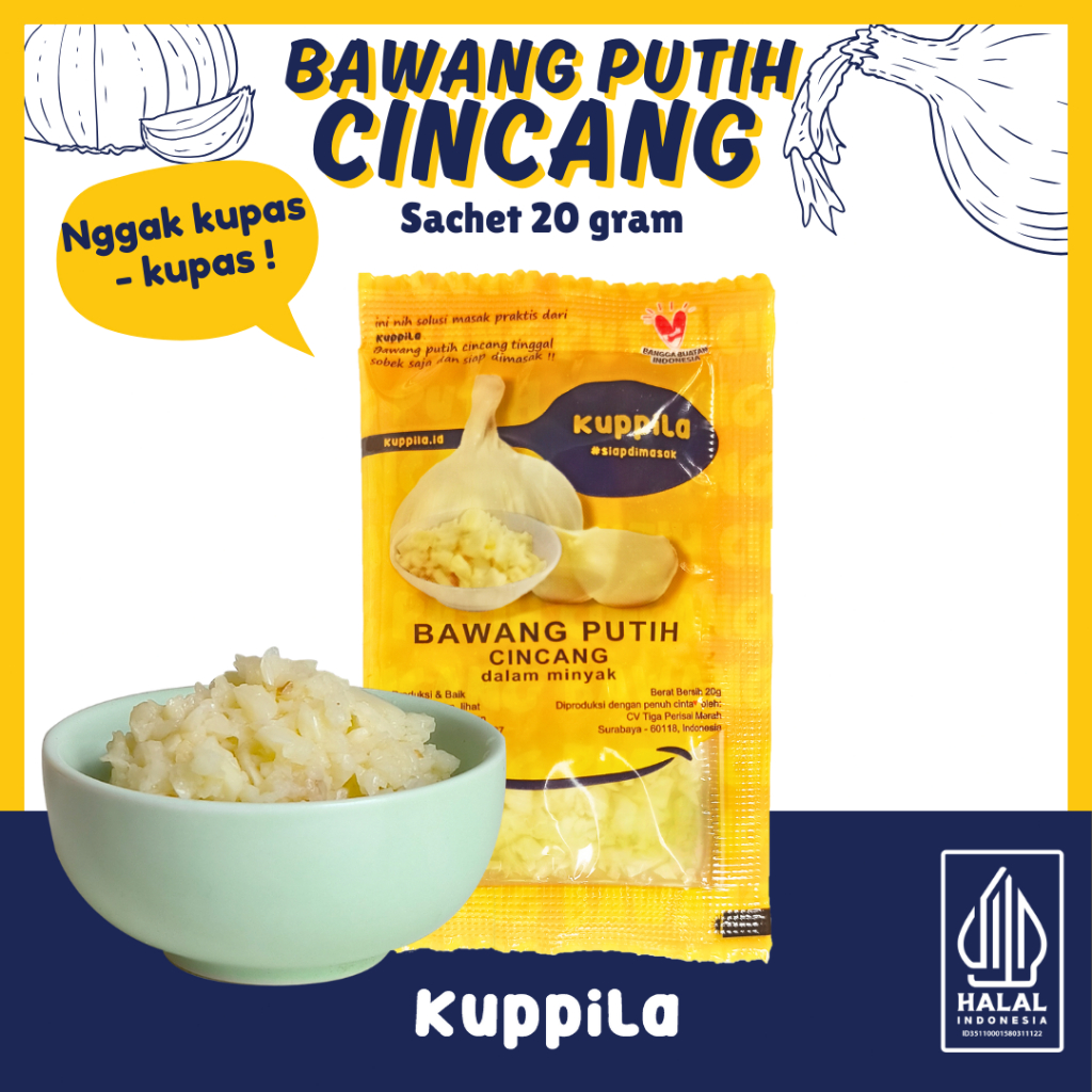 

Kuppila - Bawang Putih Cincang Dalam Minyak (Sachet) , bukan Bawang Bubuk