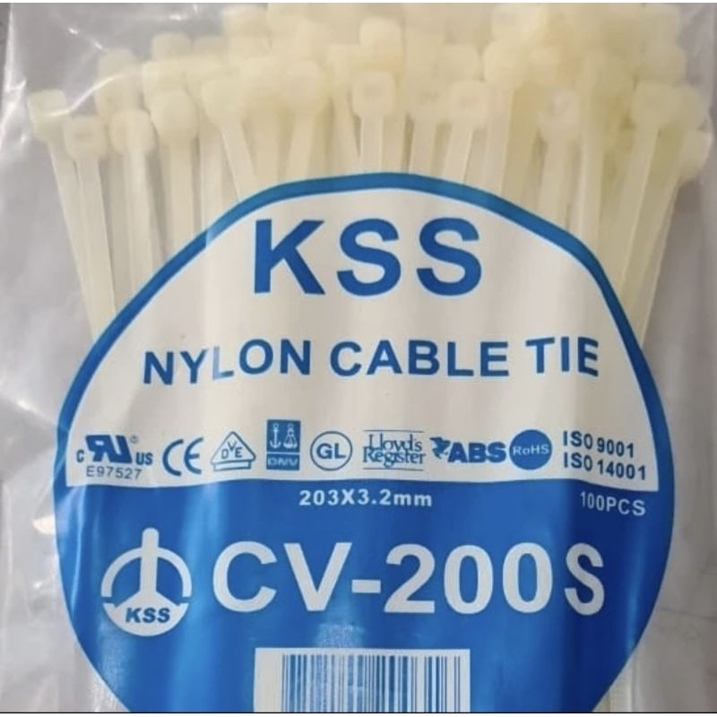 

Kabel Ties KSS CV-200S Cable Ties 200x3.2mm Putih/Hitam Nylon Cable Ties 200 x 3.2 mm CV200 CV 200 CS200S