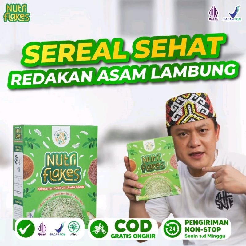 

Nutriflakes Original Sereal Umbi Garut Solusi Atasi Asam Lambung Magh Gerd, Suplemen Makanan