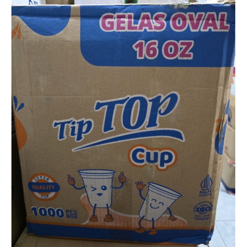 Gelas Plastik TIPTOP OVAL 16oz, 18oz & 22oz (PER DUS)