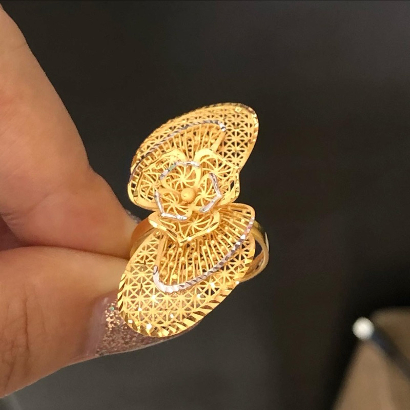 L15- CINCIN BUNGA KERAWANGAN UBS 3GRAM KADAR 375 UKURAN 15