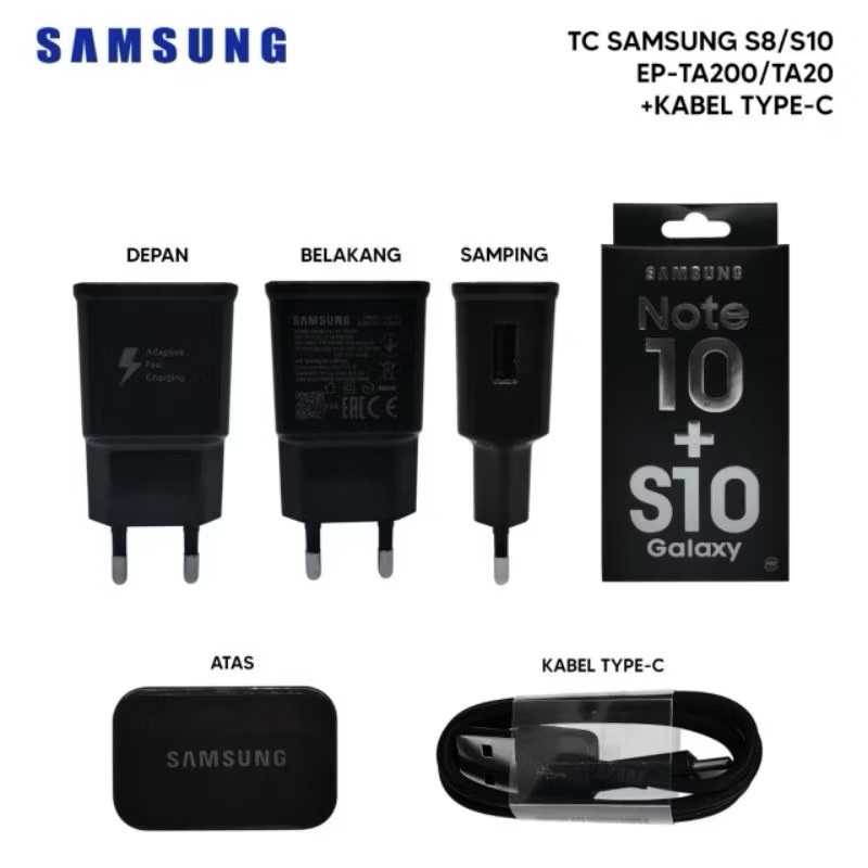 Charger Samsung Note 10 / S10+ USB Kabel Type-C & Micro A10 Casan Android Type C