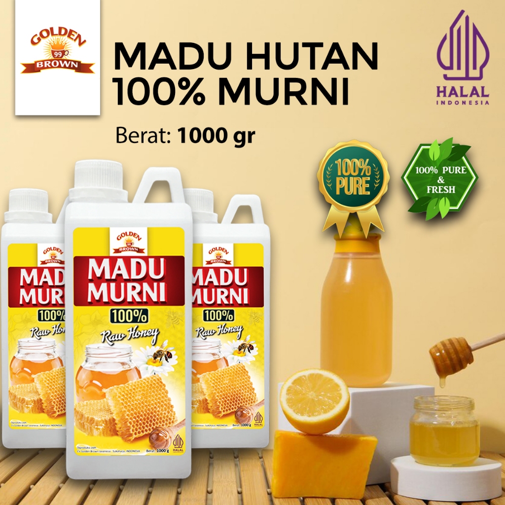 

Madu Hutan Asli Murni Golden Brown 1000 Gr (1Kg) 100% Pure Natural Raw Honey