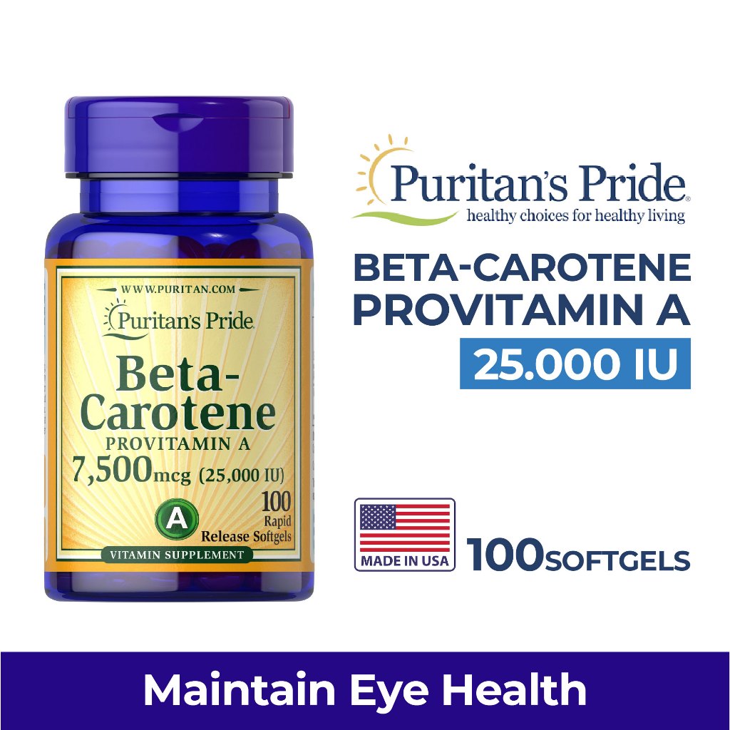 Puritan Pride Beta Carotene  Provitamin A 10.000IU (3000mcg) / 25.000IU (7500mcg) 100Softgel