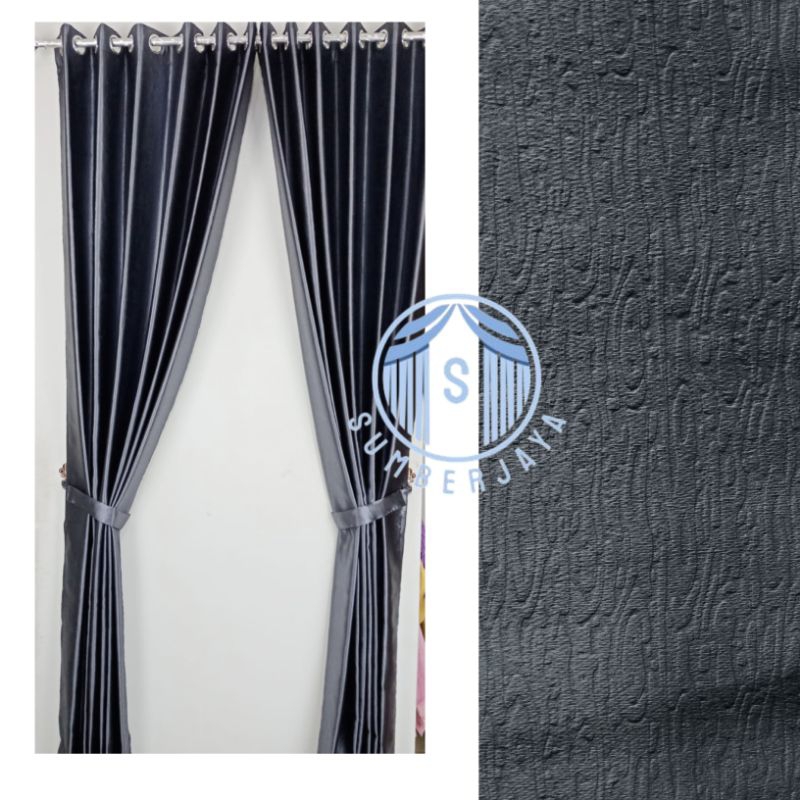 Gorden warna abu tua blackout import berkualitas motif Dirham