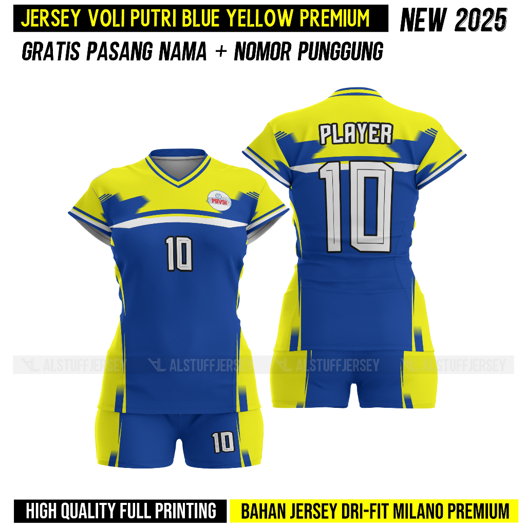 Jersey Voli Putri Premium Quality Model 2025 Full printing Gratis pasang nama dan nomor punggung set
