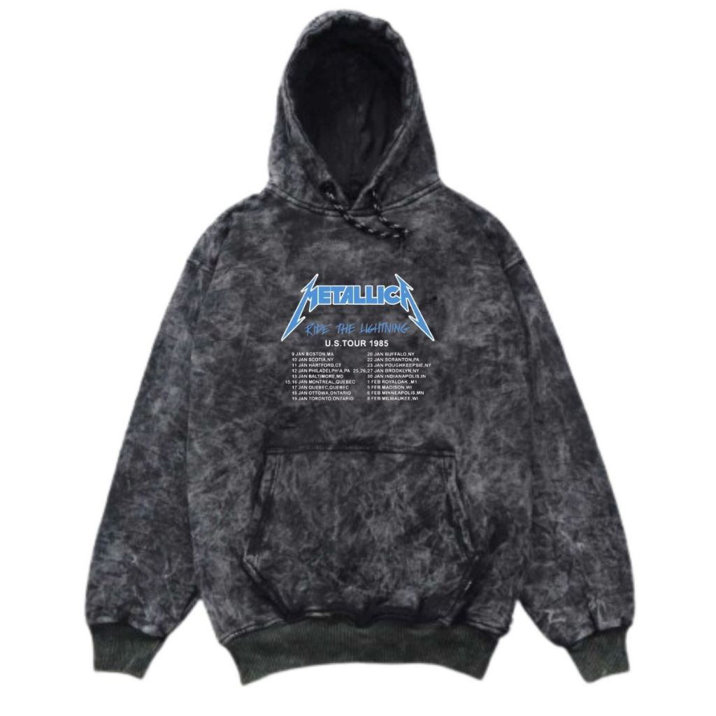 Trabas.Co Jaket Distro Sweater Hoodie Washing Jumper Metal Text  metalica band M-XXL Black Sandwash