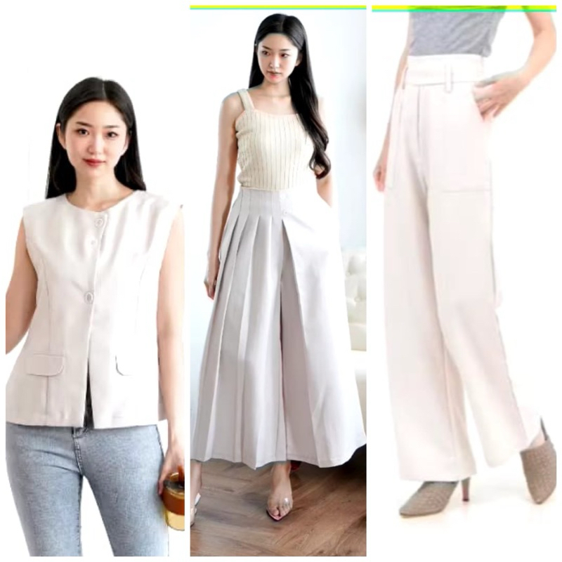 setelan rompi wanita,setelan rok kulot wanita,setelan celana kulot wanita korea kekinian paling terb
