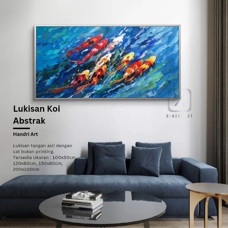 Lukisan Ikan Koi Minimalis Realis Timbul full Texture | lukisan koi mewah |lukisan koi berdiri | luk