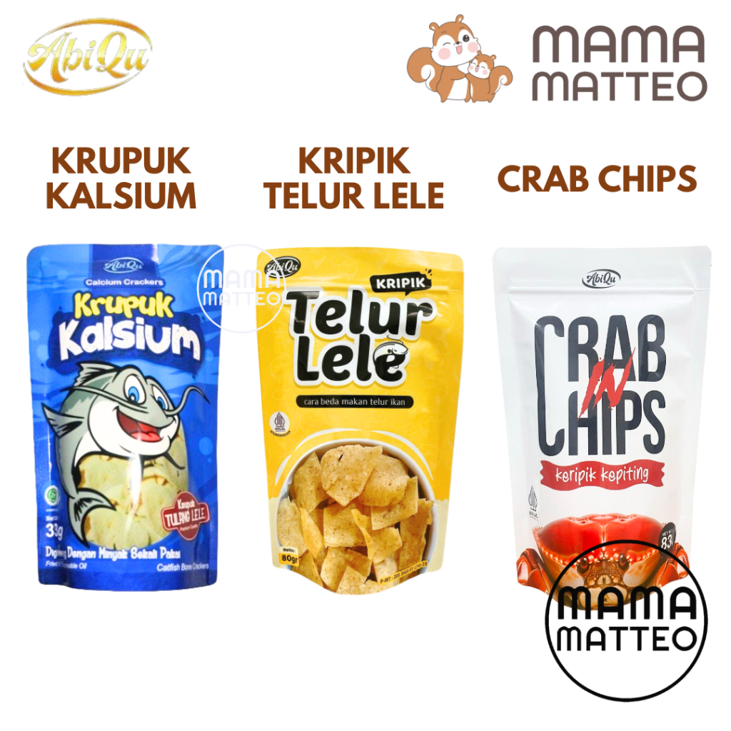 

ABIQU Krupuk Kalsium Kripik Telur Lele Crab Chips / Kerupuk Keripik Cemilan Sehat / BANDUNG