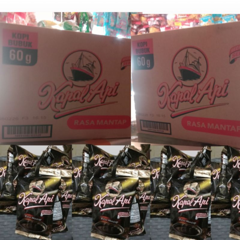 

kopi kapal api rasa mantap tanpa gula 60gram1dus/kartonisi5rencengx10sachet(50pcs)