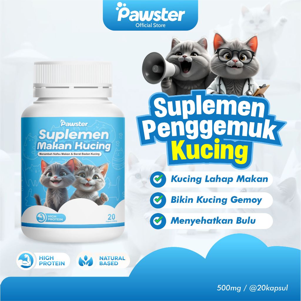 Pawster Suplemen Penggemuk Kucing - Penggemuk Kucing - Penambah Nafsu Makan  - Obat Penggemuk Kucing