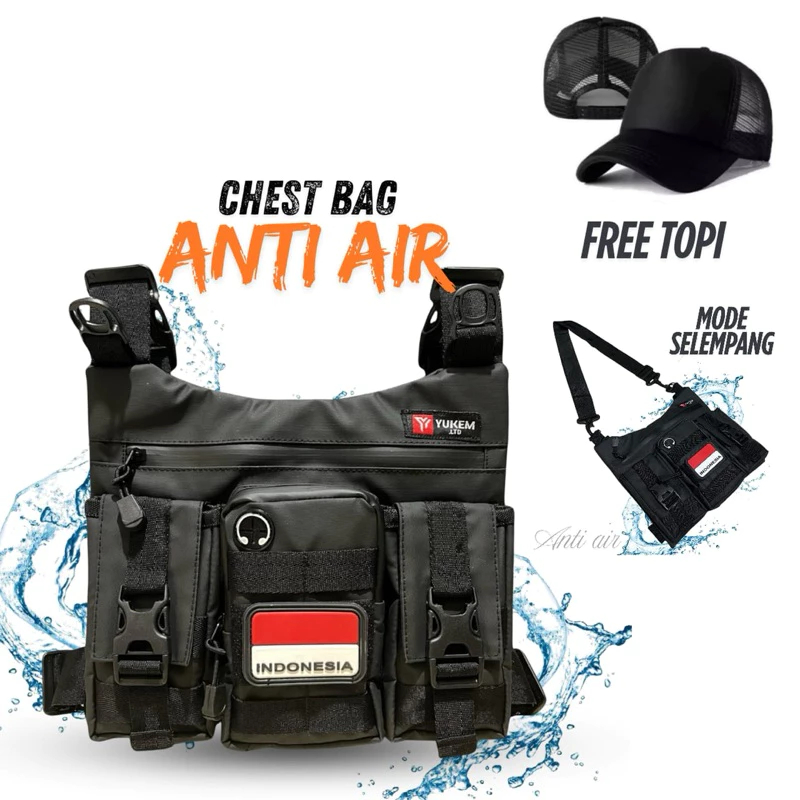 ChestBag Tas Dada Pria Anti Air Tas Dada Saku Depan Pocket Tas Dada Pria Saku Rompi Ojol Tas dada Bl