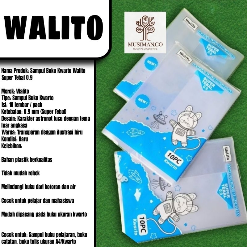 

sampul plastik buku tulis super tebal O,9( WALITO)ukuran kwarto/buku tulis biasa isi 10 lembar