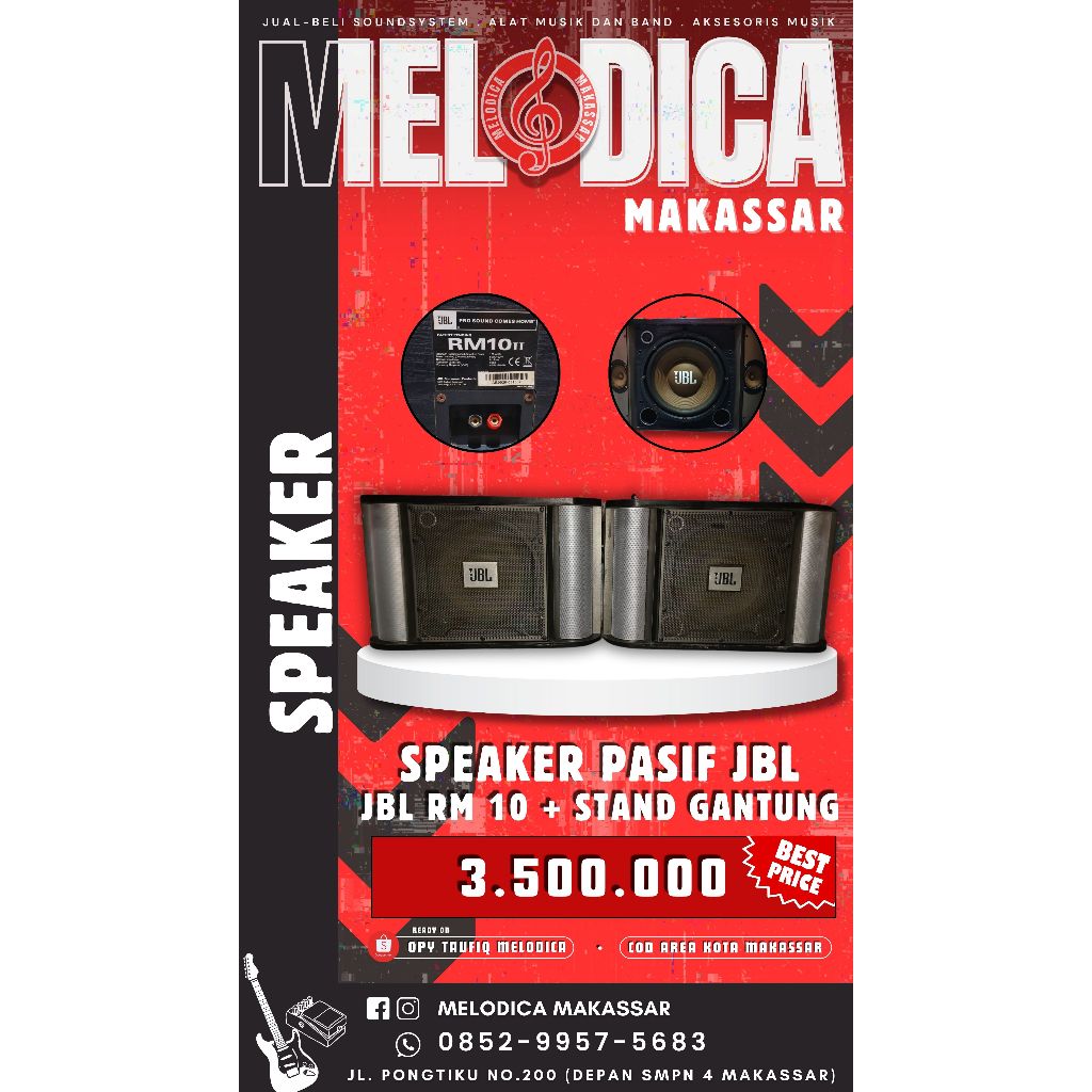 Speaker Pasif JBL RM 10 II Uk.10 Inch Original + Stand Gantung