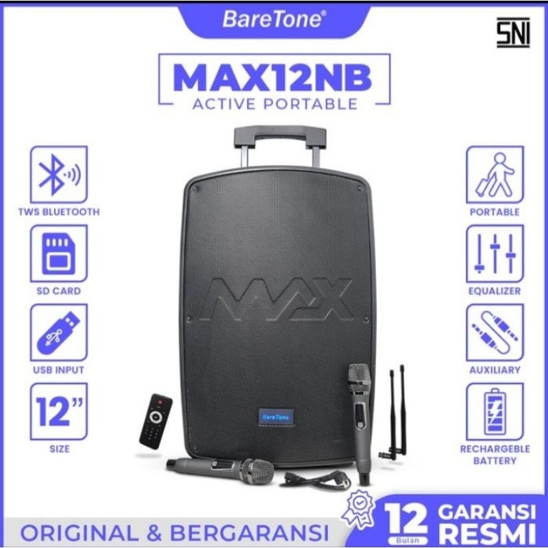 Speaker aktif baretone max12nb speaker portable baretone max 12nb max 12 nb