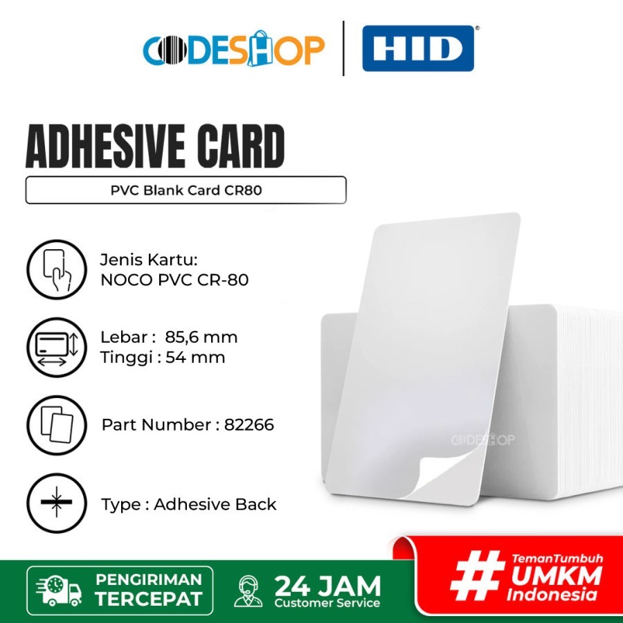 

Kartu PVC Stiker PN Part Number 82266 CR80 ID Card Adhesive Sticker Noco Ultracard CR-80 isi 500 pcs