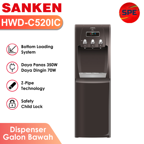 DISPENSER GALON BAWAH SANKEN HWD-C520IC / HWDC520IC GARANSI RESMI (MEDAN)