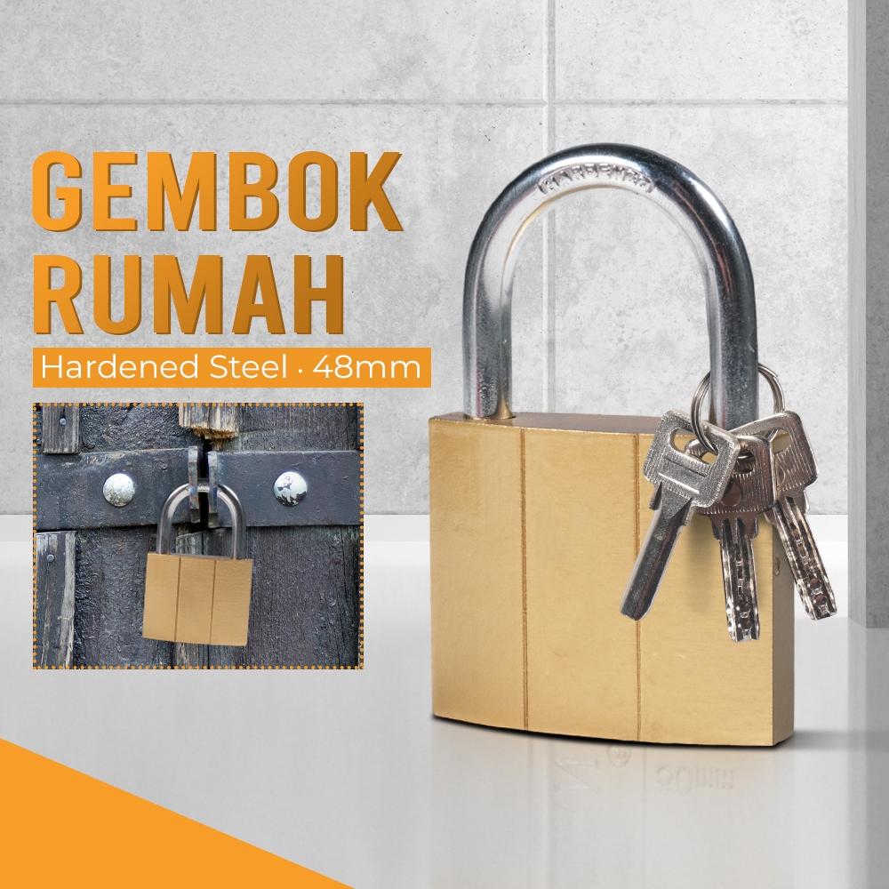 Gembok Rumah Anti Maling 48mm / Gembok Kuning / Gembok pagar anti maling / Gembok Pagar Pintu Rumah
