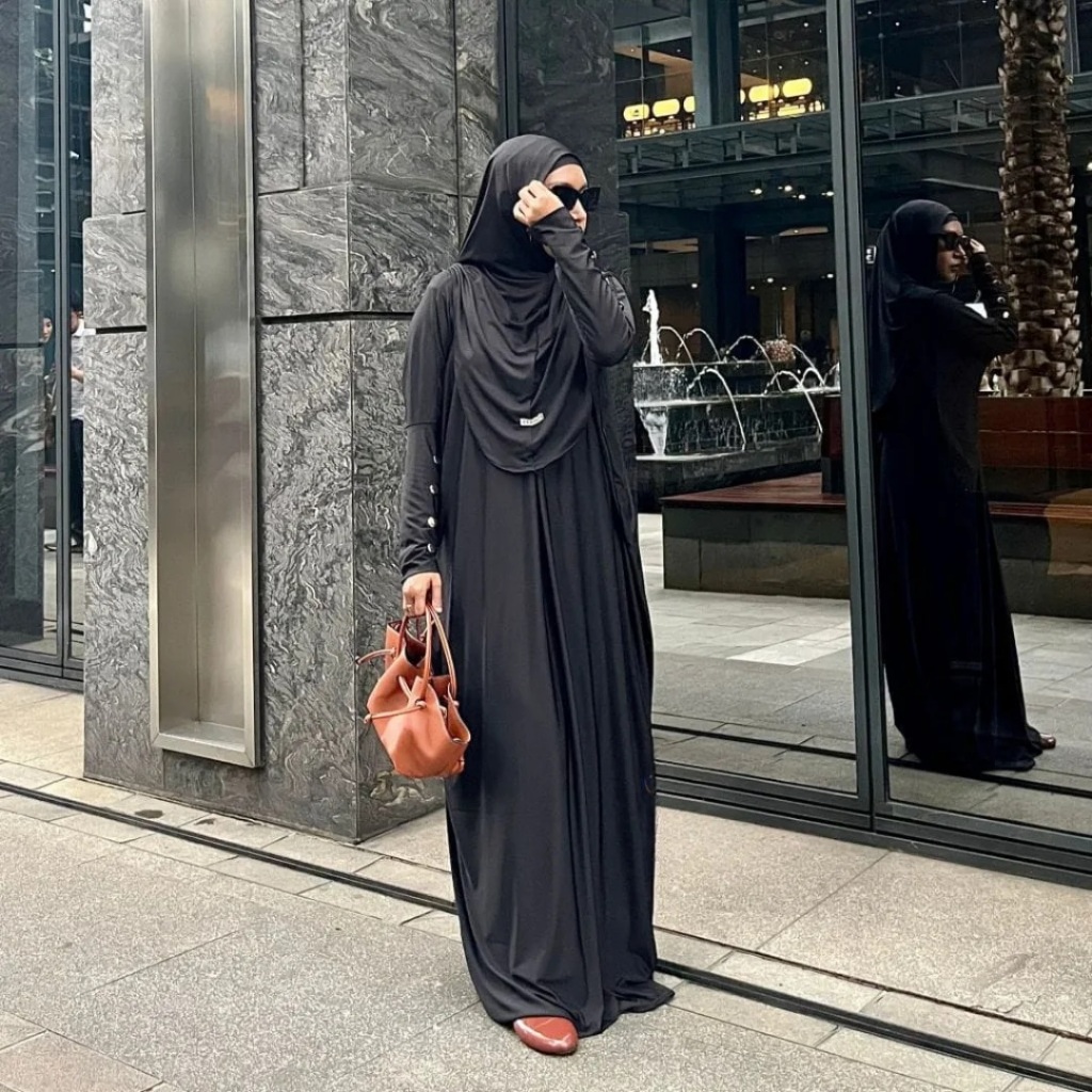 Promo Saqila Set Kerudung Bergo / Gamis Lebaran 2025 Model Gamis Terbaru / Gamis Wanita Elegan Mewah