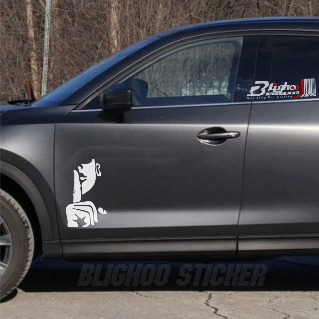 BLIGHOO Cutting Sticker Ssstt Diam 50cm Stiker Pintu Mobil Keren Berkualitas