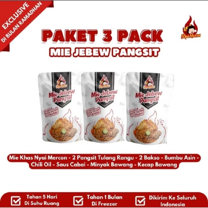 

Paket Bundling Mie Jebew Pangsit Isi 3 pcs