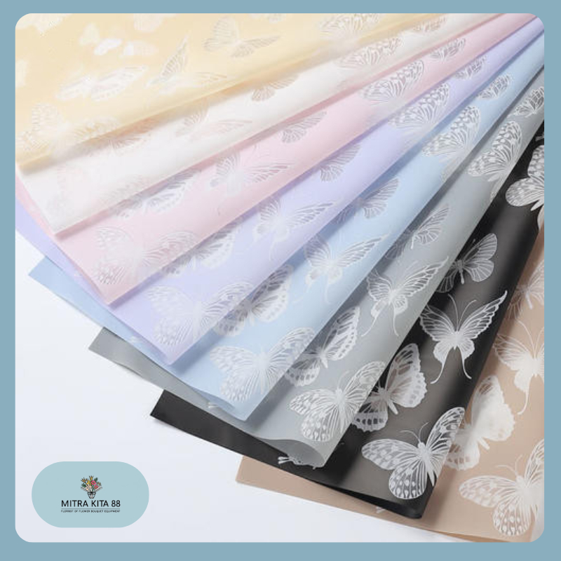 

Kertas Buket Bunga Bunga Motif Kupu Kupu Flower Wrapping Butterfly Tatto Cellophane KB048