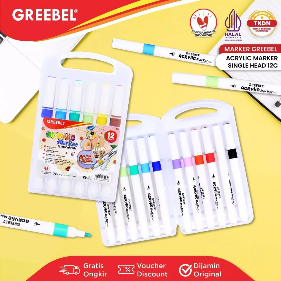 

GREEBEL - Spidol Marker Akrilik Single Head / Sketch Acrylic 12 24 Warna