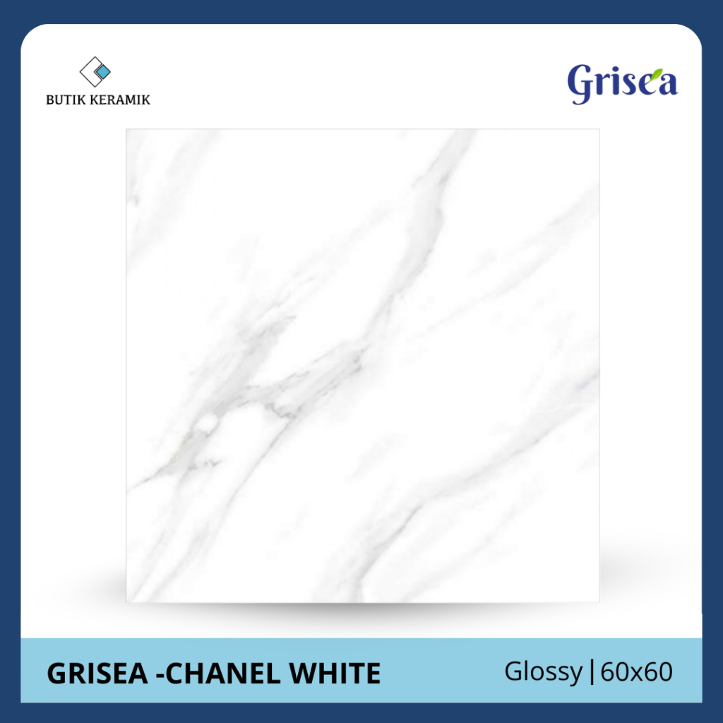 Granit 60x60 Glossy | Grisea | Chanel White | Glossy | Grade A / KW 1 | Granit Lantai I Keramik Moti