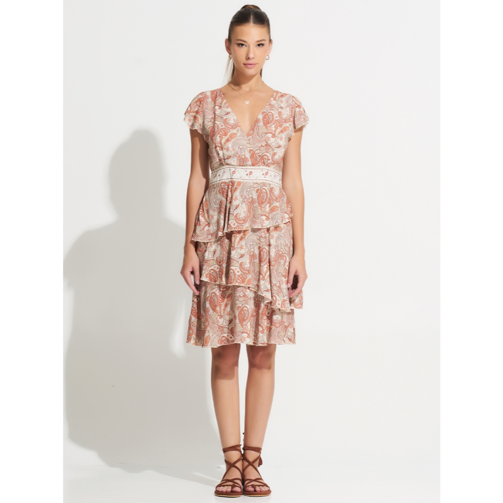 Morrato Bali - V-Neck Tiered Ruffle Mini Dress Darya Mini Dress