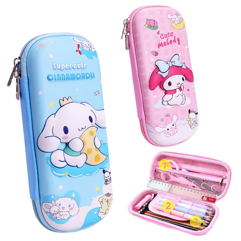 

8749 Kotak tempat pensil pouch bahan EVA stationery character kuro Melo Moroll Alat Sekolah Tulis tempat pensil Premium
