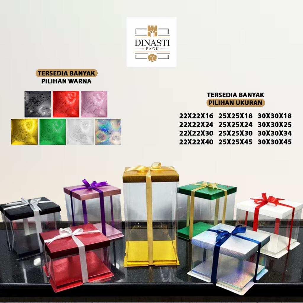 

Cake Box Kotak Kue Mika Transparan Dus Hantaran - Tutup Hologram 30x30