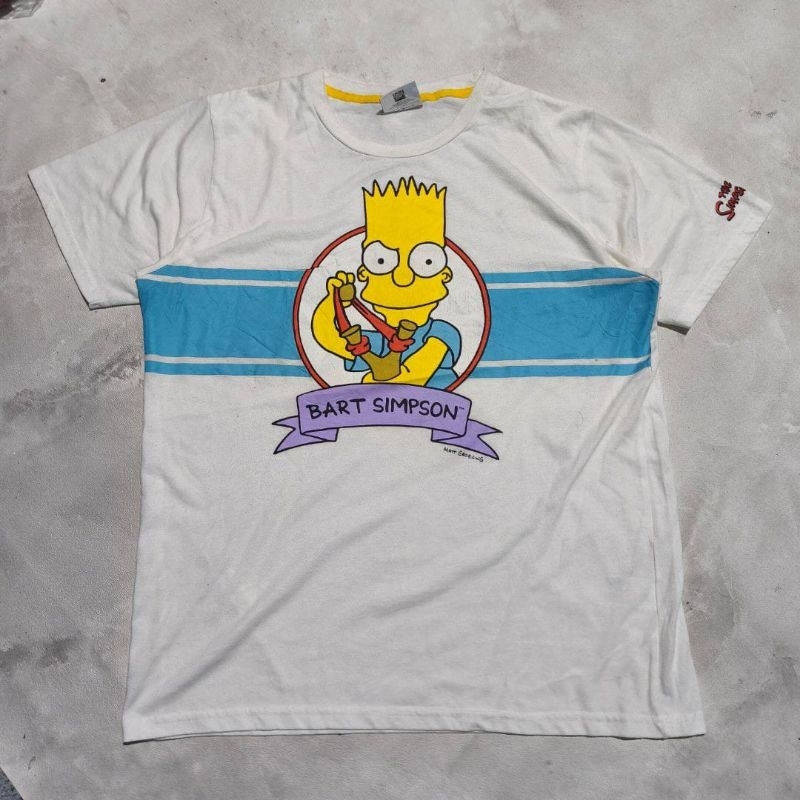 Baju kaos pria Bart Simpson putih