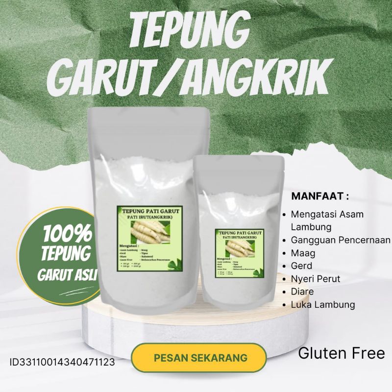 

Promo tepung pati Garut/tepung Irut asli/Pati Asam Lambung/Angkrik/tepung Garut