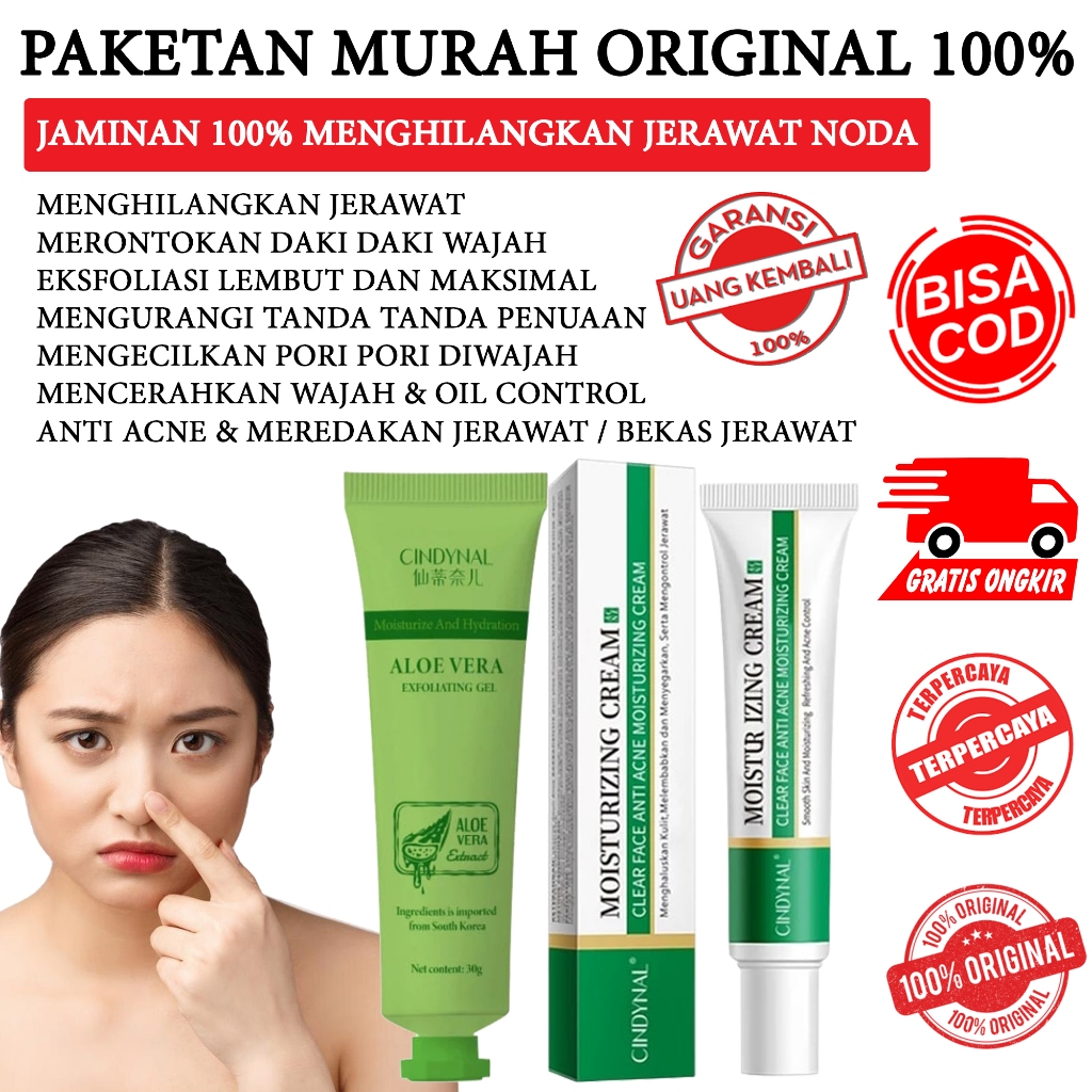 [ PAKET HEMAT ] BPOM Cindynal Obat Salep Penghilang Jerawat & Cindynal Aloevera Exfoliating Penghila