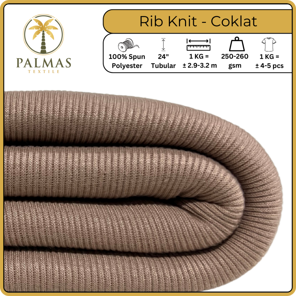 Kain Rib Knit - Coklat (Bahan Kaos)