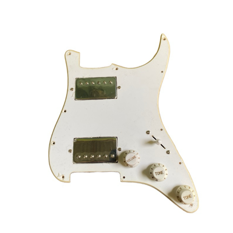 Pickguard Stratocaster HH dengan Pick Up Kaleng Les Paul/Gibson Chrome