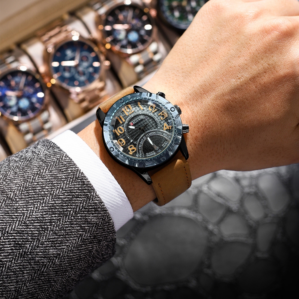 Jam Tangan Analog Pria JM243 Fashion and Sporty Leather Mens Watch Jam Tangan Fashion Pria Sporti