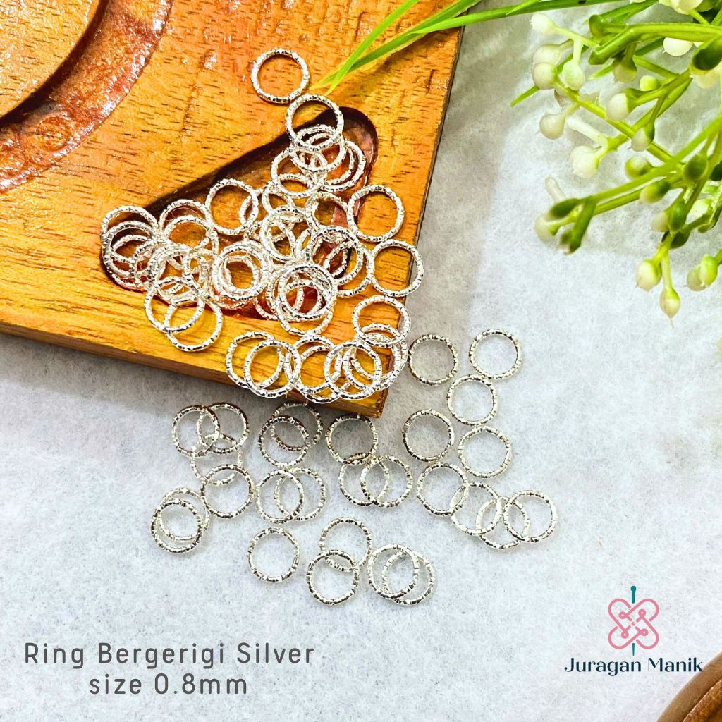 50pcs RING TERBUKA JUMP RING O BAHAN BESI BERGERIGI - RING PENYAMBUNG SILVER