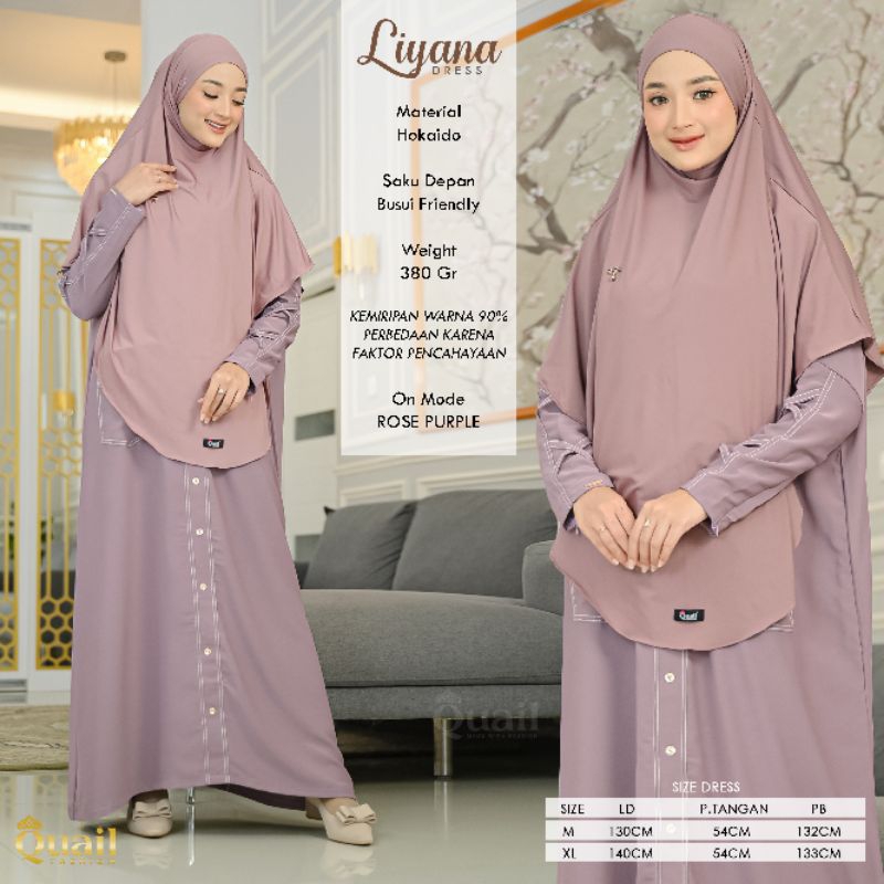 Dress Muslim Wanita Gamis Premium LIYANA Original Quail Hijab