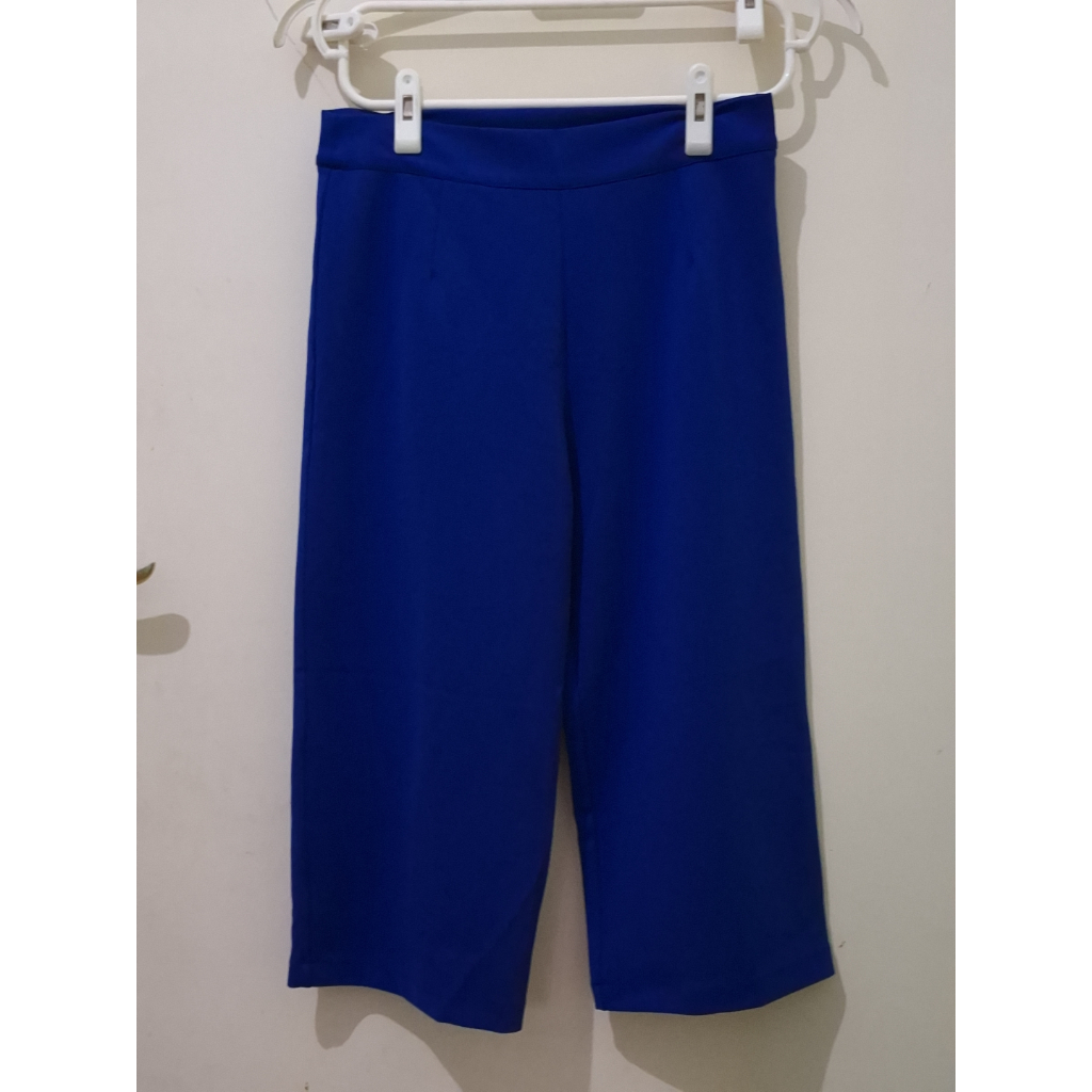 [Preloved] Celana kulot biru elektrik polos