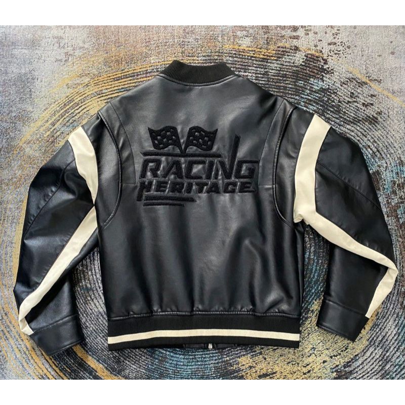 Zara Leather Varsity Bomber Jacket