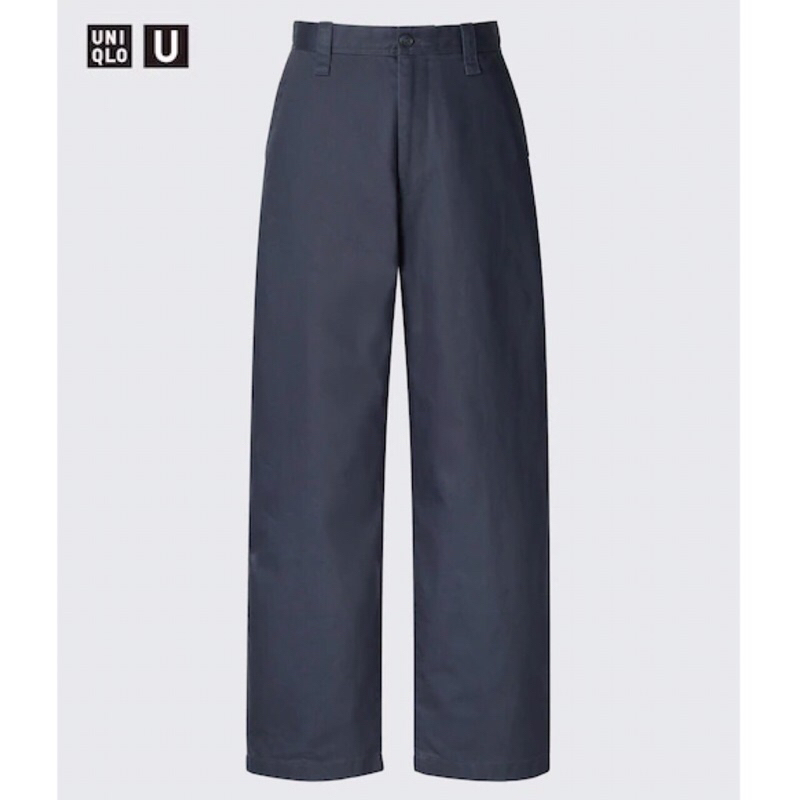 UNIQLO U Men Wide Fit Pants Celana Panjang Chino Lebar Pria