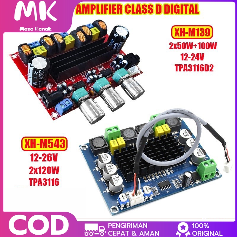 M139 M543 Kit Power Amplifier Class D DIGITAL AUDIO TPA3116D2 12-24V 2x50W+100W 2x120W Stereo Subwoo